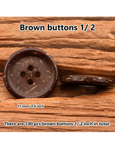 Botones de Madera CABODYALS 100 Pcs 15 mm Redondos Naturales
