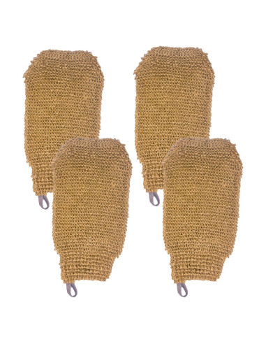 Guantes de Ducha Exfoliantes de Cáñamo Bleu Bath - 4 Pack