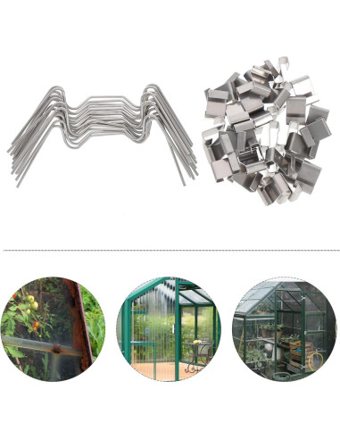 Clips de Acero Inoxidable Gatuida para Paneles de Vidrio 100Pcs