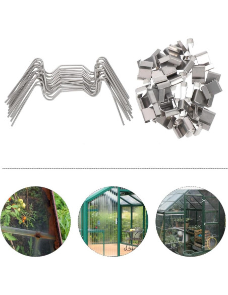 Clips de Acero Inoxidable Gatuida para Paneles de Vidrio 100Pcs