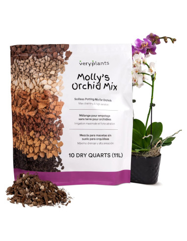 Mezcla para Macetas de Orquídeas Molly 10 Cuartos Sin Suelo