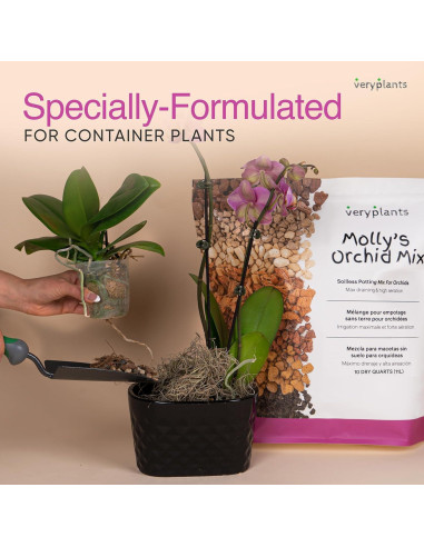 Mezcla para Macetas de Orquídeas Molly 10 Cuartos Sin Suelo