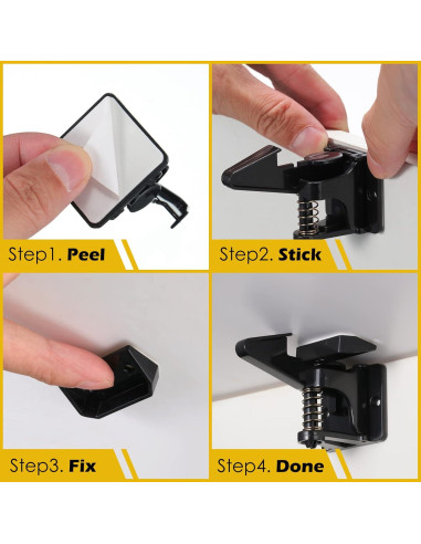 Cerraduras de Gabinete Tuanse 30 Pcs Seguridad Niños Negro