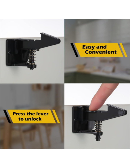 Cerraduras de Gabinete Tuanse 30 Pcs Seguridad Niños Negro