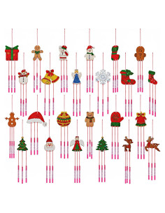 Kit de Campanas de Viento de Madera Tuanse 24 Piezas Navidad