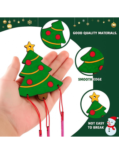 Kit de Campanas de Viento de Madera Tuanse 24 Piezas Navidad
