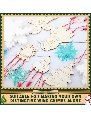 Kit de Campanas de Viento de Madera Tuanse 24 Piezas Navidad