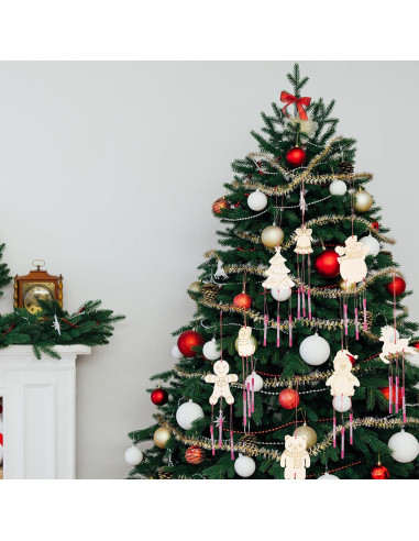 Kit de Campanas de Viento de Madera Tuanse 24 Piezas Navidad