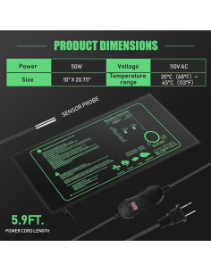 Almohadilla Térmica ROCEEI para Plántulas 2 Unidades 25.4x52.7cm 2