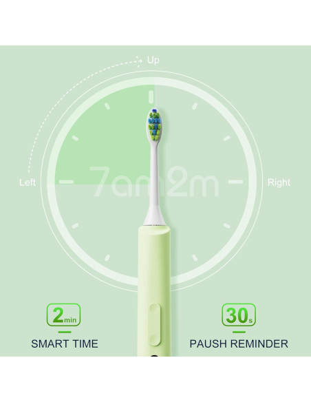 Cepillo de Dientes Eléctrico 7AM2M Verde, 5 Modos, Carga Rápida