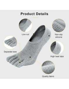 Calcetines Invisibles para Dedos ZAKASA Hombre 4 Pares Multicolor 2