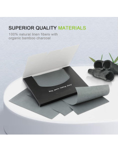 Papeles Absorbentes de Aceite Mirucoo 100% Lino Carbón Bambú 300 PCS 2