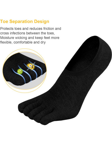 Calcetines Invisibles para Dedos ZAKASA Hombre 4 Pares Multicolor