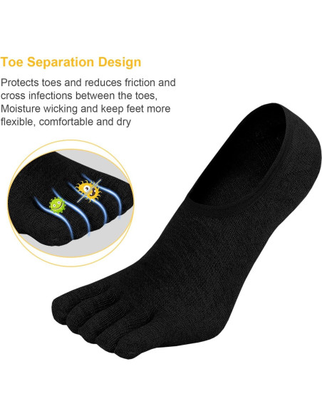 Calcetines Invisibles para Dedos ZAKASA Hombre 4 Pares Multicolor