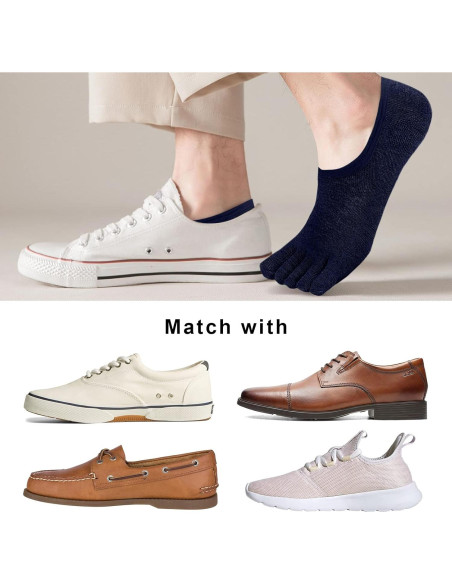 Calcetines Invisibles para Dedos ZAKASA Hombre 4 Pares Multicolor