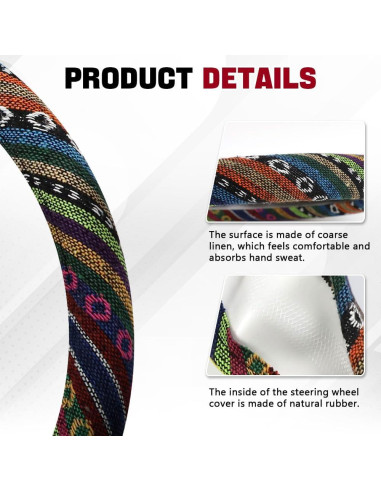 Funda de Volante Boho Hbxdeco Antideslizante 37-38 cm Estilo A