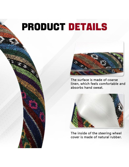 Funda de Volante Boho Hbxdeco Antideslizante 37-38 cm Estilo A