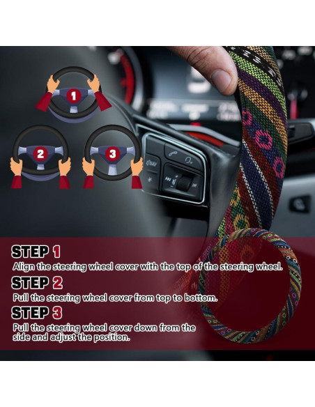 Funda de Volante Boho Hbxdeco Antideslizante 37-38 cm Estilo A