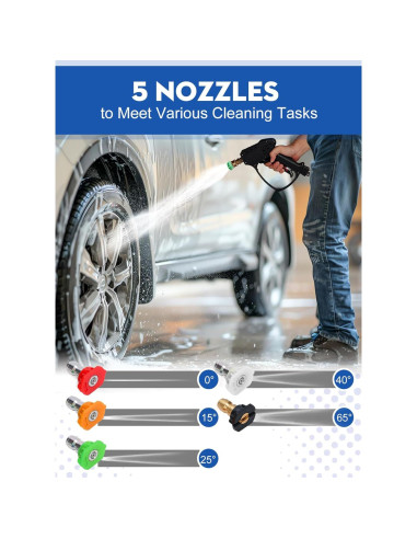 Pistola de Lavado a Presión BULBOUSROSE 5000 PSI con 5 Boquillas