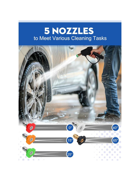 Pistola de Lavado a Presión BULBOUSROSE 5000 PSI con 5 Boquillas