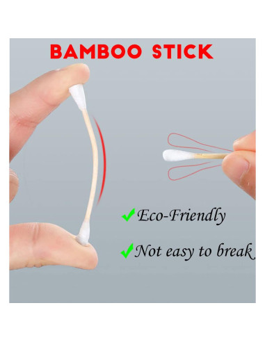 Bastones de Algodón de Bambú Orgánico - 1000 Piezas Biodegradables