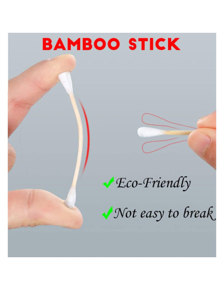 Bastones de Algodón de Bambú Orgánico - 1000 Piezas Biodegradables