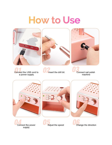 Taladro de Uñas Eléctrico Meitio Rosa Profesional 20000rpm