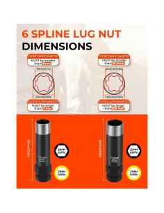 Juego de 2 Llaves de Tuerca 6 Puntas Topme M12x1.25 M12x1.5 2