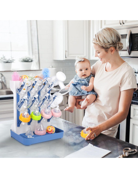 Soporte de Secado de Biberones Nollapo Azul - Ahorra Espacio