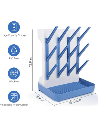 Soporte de Secado de Biberones Nollapo Azul - Ahorra Espacio