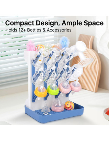 Soporte de Secado de Biberones Nollapo Azul - Ahorra Espacio