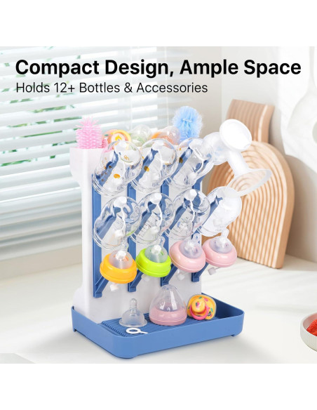Soporte de Secado de Biberones Nollapo Azul - Ahorra Espacio