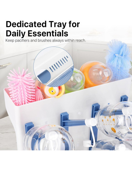 Soporte de Secado de Biberones Nollapo Azul - Ahorra Espacio