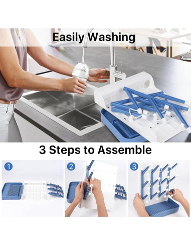 Soporte de Secado de Biberones Nollapo Azul - Ahorra Espacio