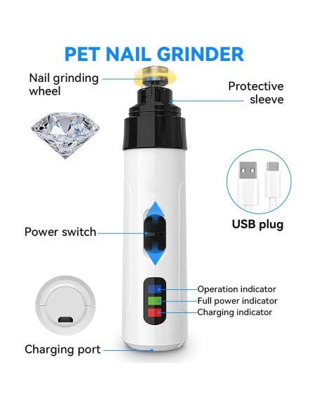 Cortador de Uñas para Perros Liucocotos US-933 Recargable con Luz LED