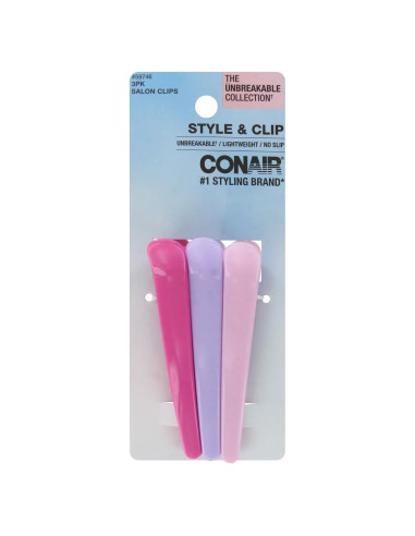 Clips de Salón Inquebrantables Conair - Antideslizantes, 3 Piezas