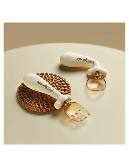 Set de Cuchara y Tenedor Ergonómico Footprnts - 2 Piezas para Bebés