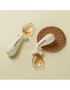 Set de Cuchara y Tenedor Ergonómico Footprnts - 2 Piezas para Bebés 2