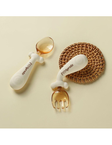 Set de Cuchara y Tenedor Ergonómico Footprnts - 2 Piezas para Bebés