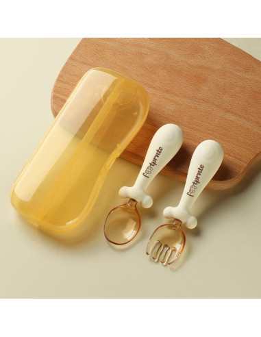 Set de Cuchara y Tenedor Ergonómico Footprnts - 2 Piezas para Bebés