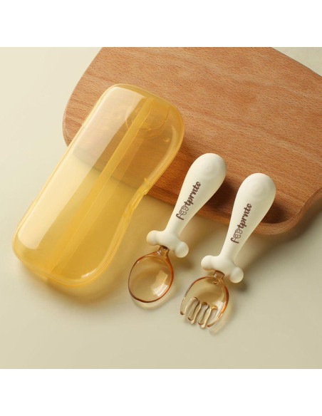 Set de Cuchara y Tenedor Ergonómico Footprnts - 2 Piezas para Bebés