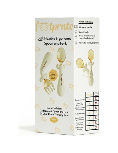 Set de Cuchara y Tenedor Ergonómico Footprnts - 2 Piezas para Bebés
