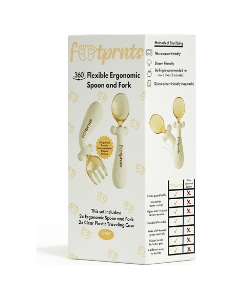Set de Cuchara y Tenedor Ergonómico Footprnts - 2 Piezas para Bebés