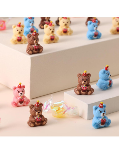 50 Mini Figuras de Ositos de Resina Lyreh - 5 Colores 2.2cm