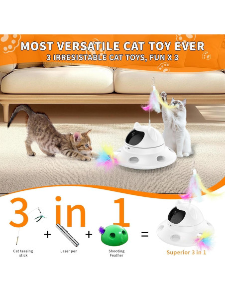 Juguete láser interactivo para gatos 3 en 1 - Recargable USB