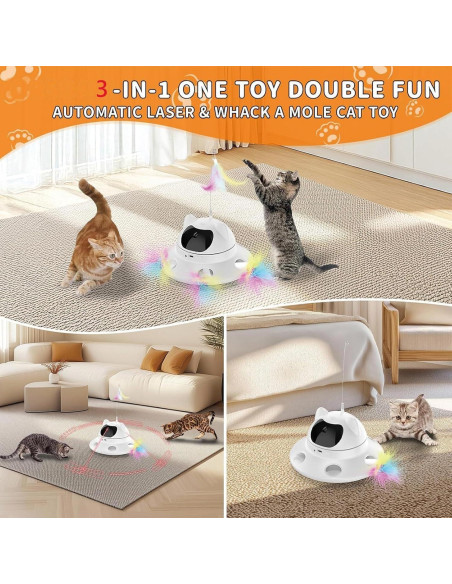 Juguete láser interactivo para gatos 3 en 1 - Recargable USB