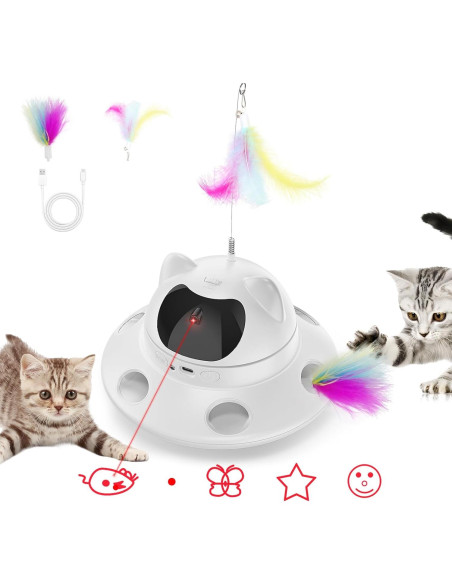 Juguete láser interactivo para gatos 3 en 1 - Recargable USB