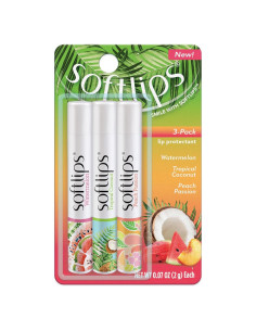 Bálsamos Labiales Softlips Pack de 3 - Sandía, Coco y Durazno