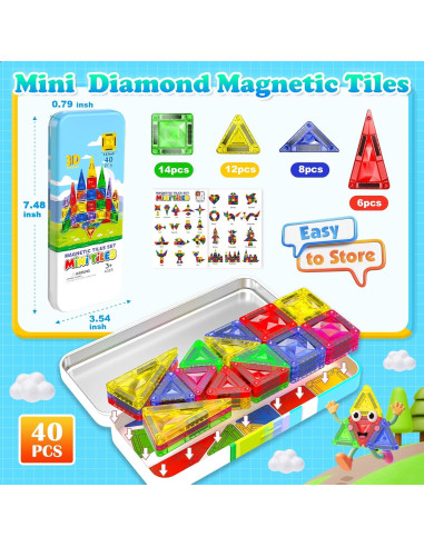 Mini Azulejos Magnéticos Magneverse 40 PCS Juguete Educativo