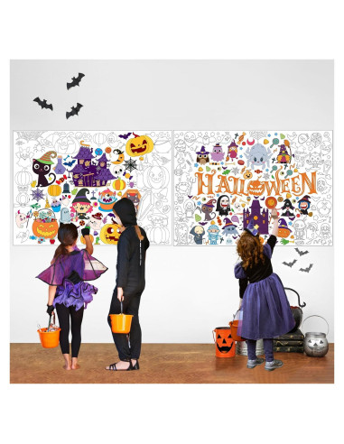 Paquete de 2 Pósters Gigantes para Colorear Halloween Rossorha 110x80cm